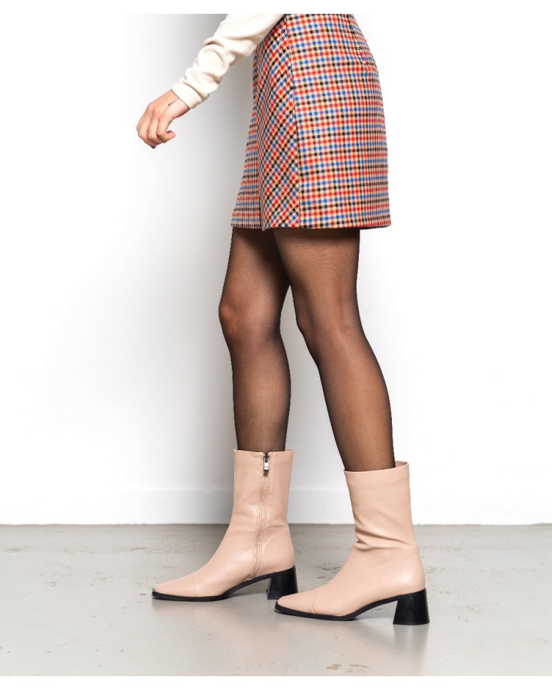 Marianna, Powder Beige, Midi Boots | ĒSIOT