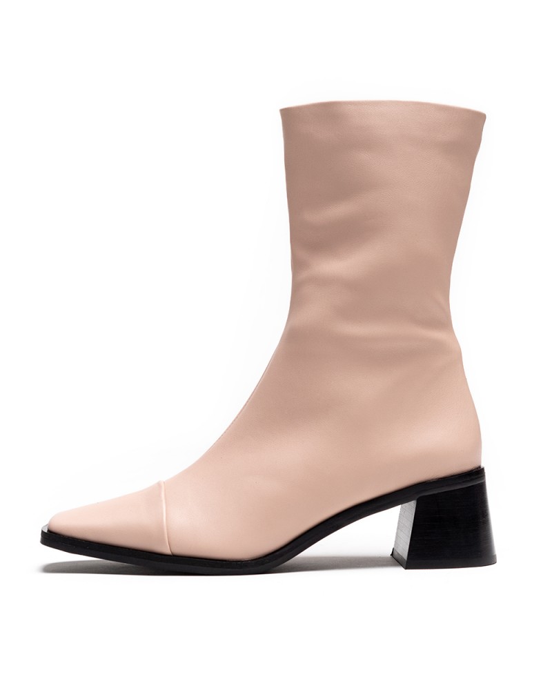 Marianna, Powder Beige, Midi Boots | ĒSIOT