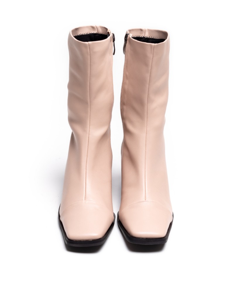 Marianna, Powder Beige, Midi Boots | ĒSIOT