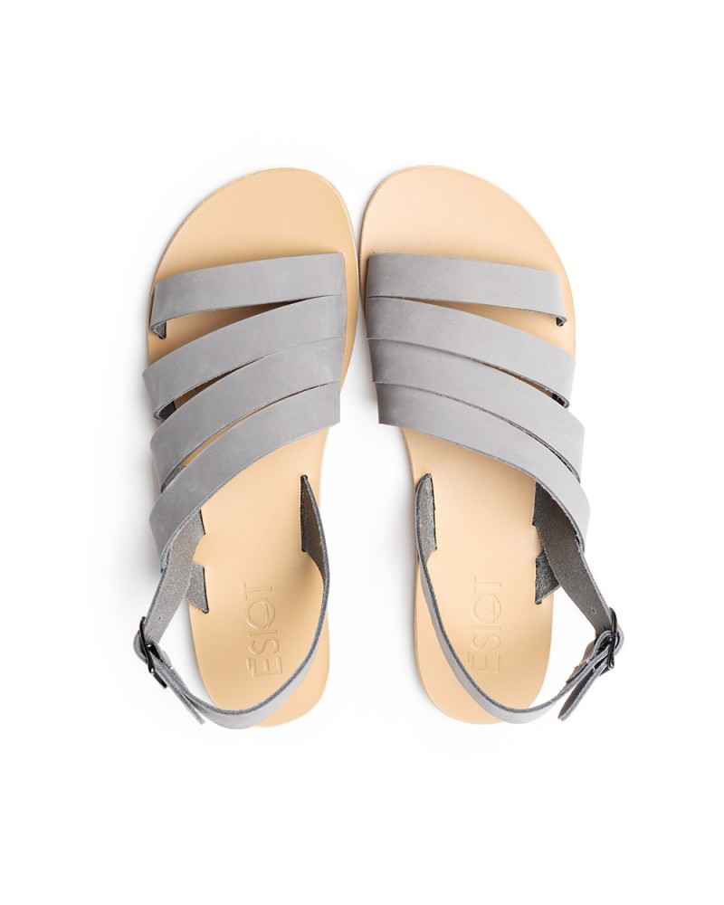 ARAKI, GREY, Diagonal Strap Flat Sandals 1, ESIOT ™ ss22