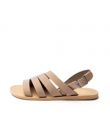 AMOOPI, NUDE, Diagonal Strap Flat Sandals 4, ESIOT ™ ss22