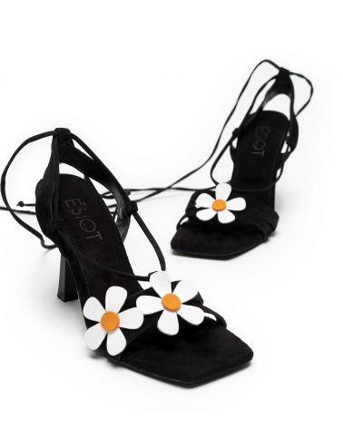 KRINIDA, BLACK, Lace Up  High Heels, Flowers 3, ESIOT  ss23
