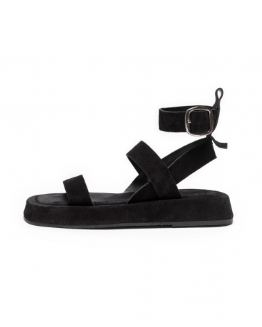 ATSIKI, BLACK, ESIOT Premium Suede Leather Strappy Sandals 1, esiot ss23