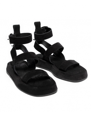 ATSIKI, BLACK, ESIOT Premium Suede Leather Strappy Sandals 4, esiot ss23