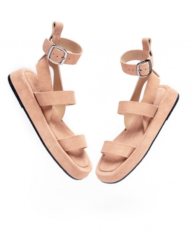 FLAMINGO, PINK NUDE, ESIOT Premium Suede Leather Strappy Sandals 5, esiot ss23