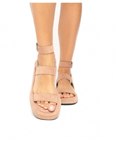 FLAMINGO, PINK NUDE, ESIOT Premium Suede Leather Strappy Sandals 10, esiot ss23