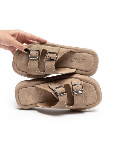 FISINI, NUDE, ESIOT Suede Leather Slides 5, esiot ss23