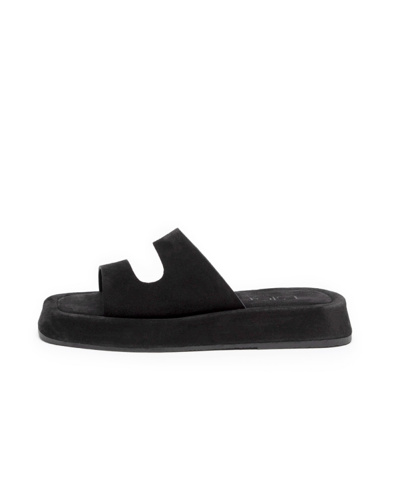 DIPOLIS, BLACK, ESIOT Suede Leather Slides 4, esiot ss23