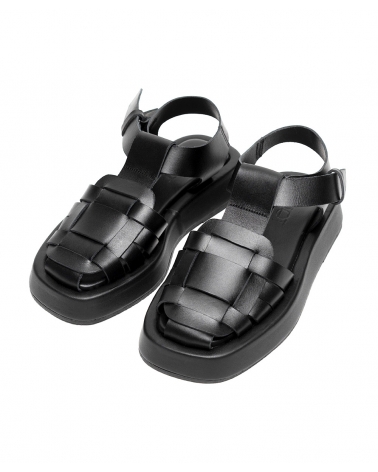 GOMATI | BLACK, ESIOT Fisherman Leather Sandals 6, esiot ss23