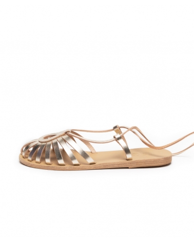LIXNA, GOLD, ESIOT leather lace up sandals 3, ESIOT  ss23