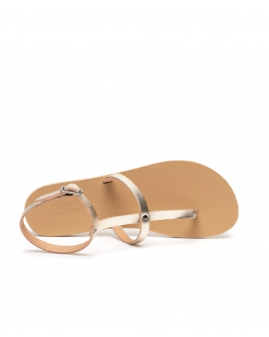 POLIOXNI, GOLD, ESIOT leather strappy sandals 4, ESIOT  ss23