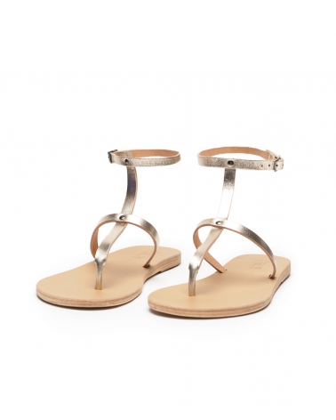 POLIOXNI, GOLD, ESIOT leather strappy sandals 6, ESIOT  ss23