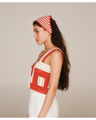 RED | WHITE KNITTED CROP TOP, ESIOT ss23, 4