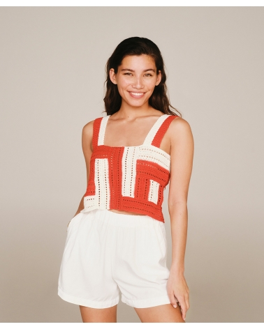 RED | WHITE KNITTED CROP TOP, ESIOT ss23, 3