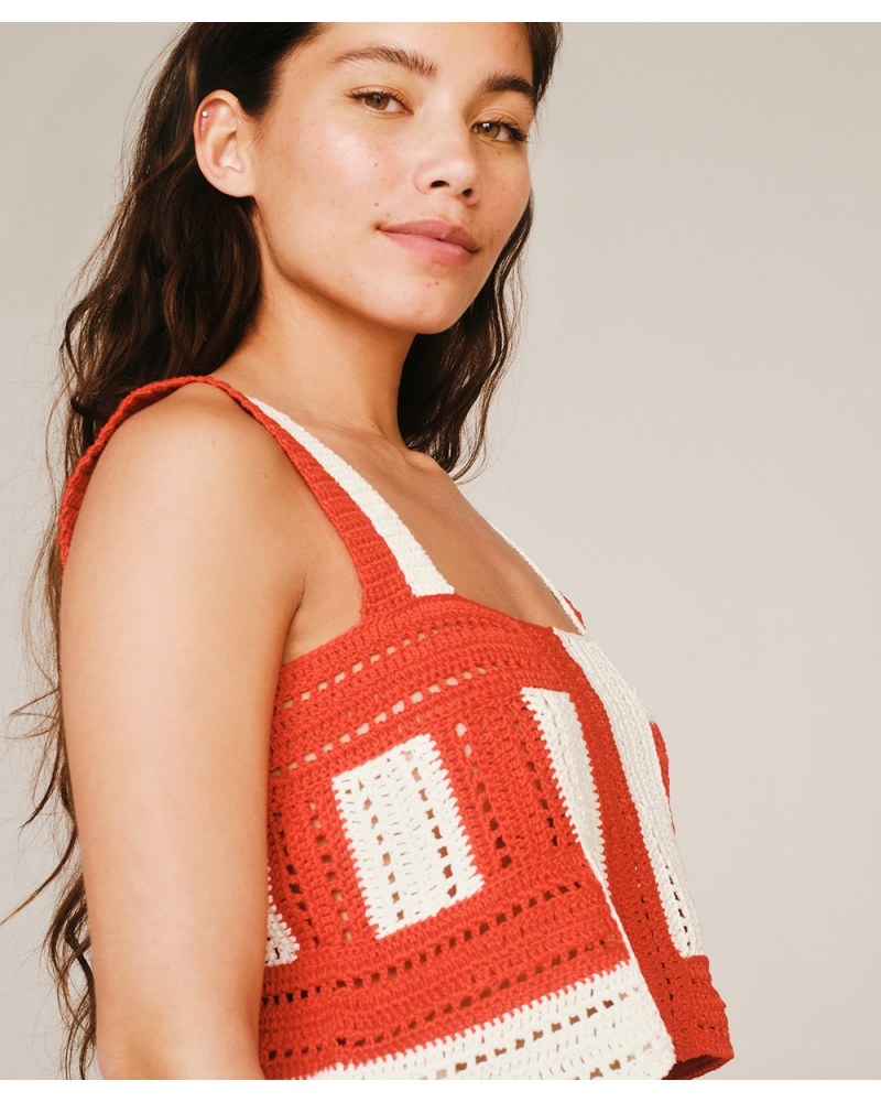 RED | WHITE KNITTED CROP TOP, ESIOT ss23, 1