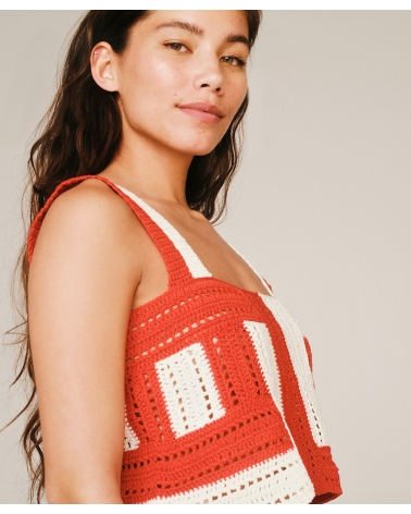 RED | WHITE KNITTED CROP TOP, ESIOT ss23, 1