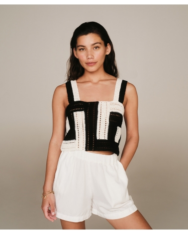 BLACK | WHITE KNITTED CROP TOP, ESIOT ss23, 2