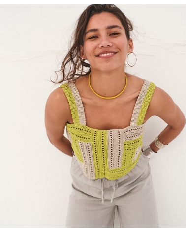 LIME | SAND KNITTED CROP TOP, ESIOT ss23, 1