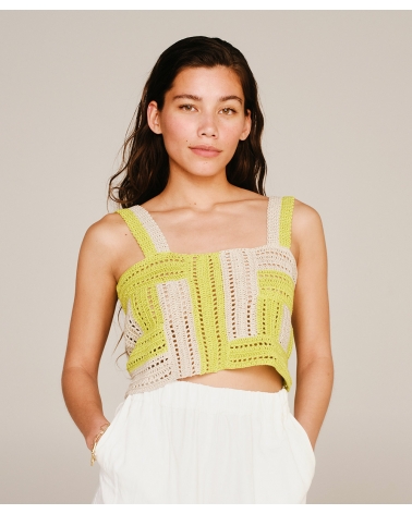 LIME | SAND KNITTED CROP TOP, ESIOT ss23, 7