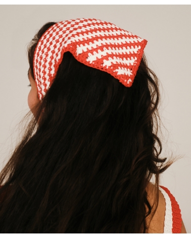 RED | WHITE KNITTED TRIANGLE HEADBAND, ESIOT ss23, 6
