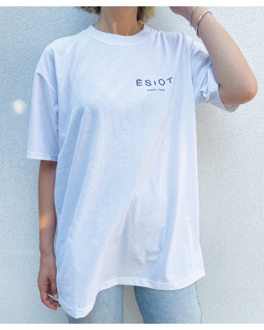 T-Shirt white blue, cotton, one size, unisex, ESIOT  ss23, 1