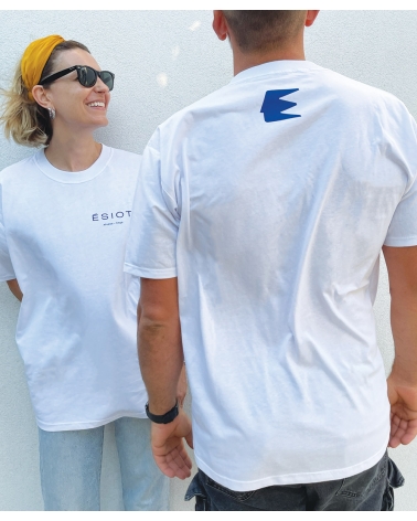 T-Shirt white blue, cotton, one size, unisex, ESIOT  ss23, 7