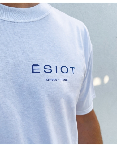 T-Shirt white blue, cotton, one size, unisex, ESIOT  ss23, 5