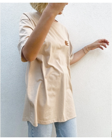 T-Shirt beige brown, cotton, one size, unisex, ESIOT  ss23, 8