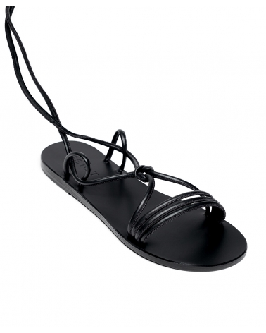 AETOFOLIA, BLACK Flat lace up sandals knot 8, ESIOT ss24