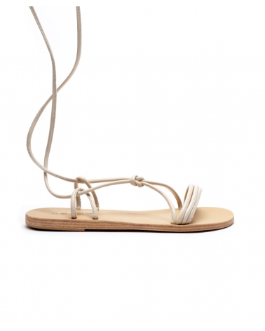 PERISTERIONAS, IVOIRE Flat lace up sandals knot 5, ESIOT ss24