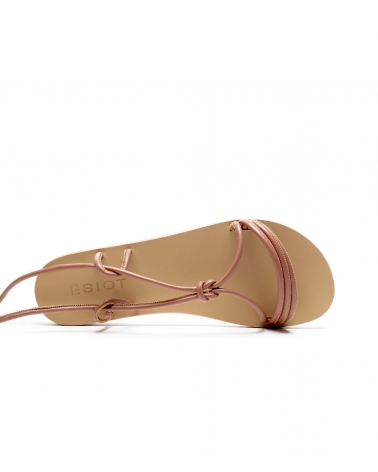 XINARA, SALMON Flat lace up sandals knot 1, ESIOT ss24