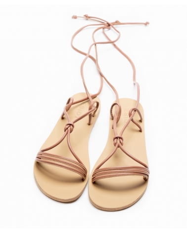 XINARA, SALMON Flat lace up sandals knot 7, ESIOT ss24