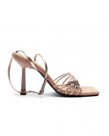 KALLONI, ROSE GOLD, High Heels Ankle Strap Knot Detail 5, ESIOT ss24