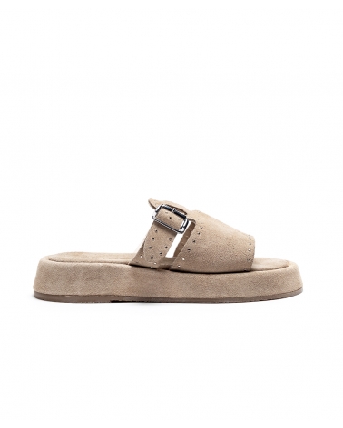 PACHIAMMOS, SAND, ESIOT Suede Leather Slides 3, esiot ss24
