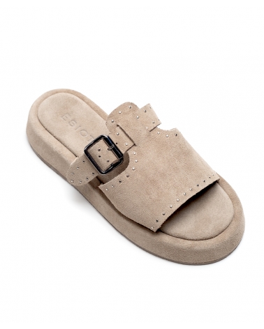 PACHIAMMOS, SAND, ESIOT Suede Leather Slides 1, esiot ss24