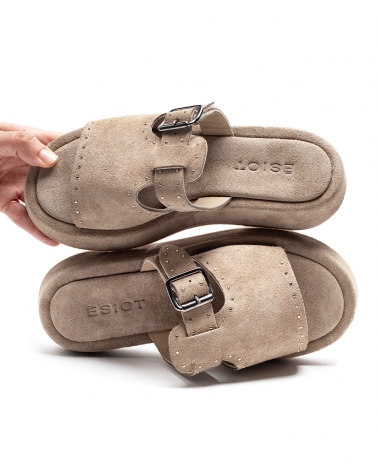 PACHIAMMOS, SAND, ESIOT Suede Leather Slides 4, esiot ss24