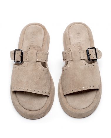 PACHIAMMOS, SAND, ESIOT Suede Leather Slides 8, esiot ss24