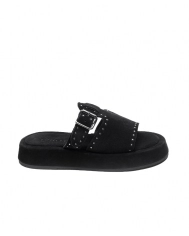 DRAKONISI, BLACK, ESIOT Suede Leather Slides 4, esiot ss24