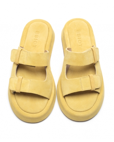 GARAGE, YELLOW, ESIOT Suede Leather Slides, Velcro, 3, esiot ss24