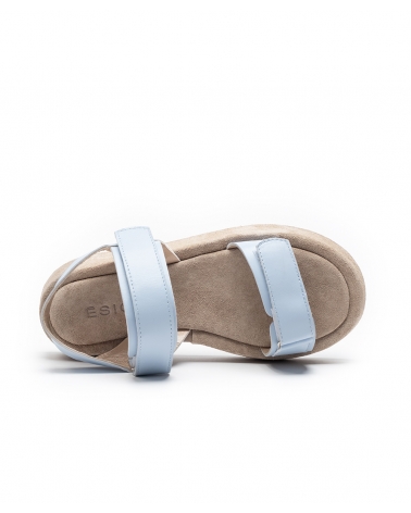 LOUTRA, LIGHT BLUE SAND, ESIOT Leather Strappy Sandals, Velcro, 9, esiot ss24