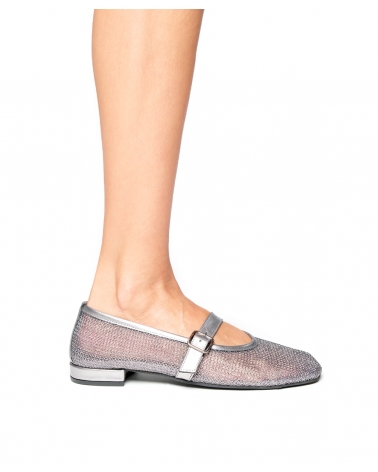 ARIA, NICKEL PERFORATED BALLERINA FLATS, ESIOT AW2425, 9