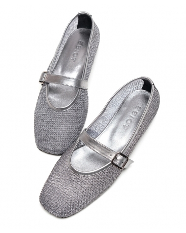 ARIA, NICKEL PERFORATED BALLERINA FLATS, ESIOT AW2425, 6