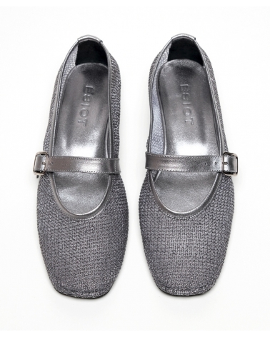 ARIA, NICKEL PERFORATED BALLERINA FLATS, ESIOT AW2425, 13