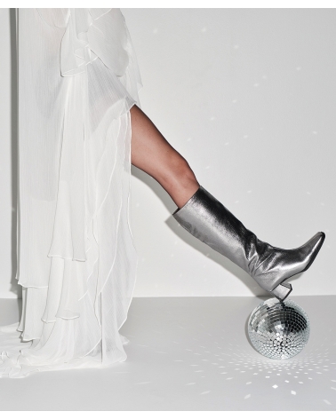 LUNA, silver ESIOT boots, AW2425, party edition collection, 2